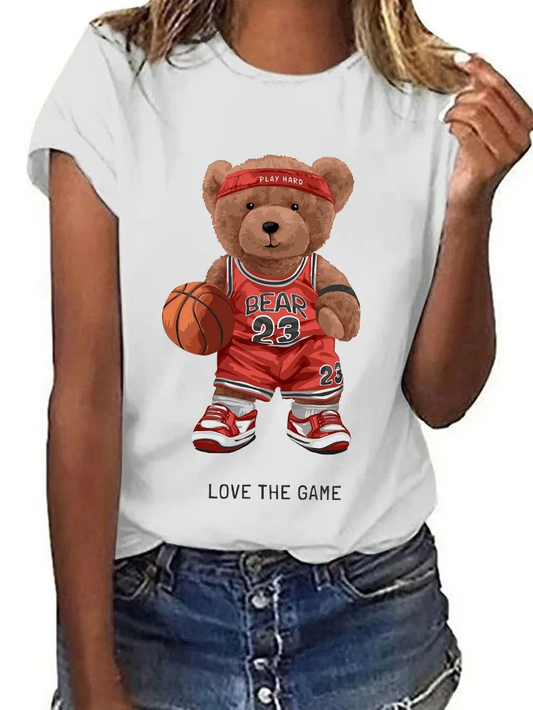 

Tees For Women LOVE THE GAME Printing Summer Oversized Loose Short sleeve New Female Harajuku O-neck All-match tops para mujeres