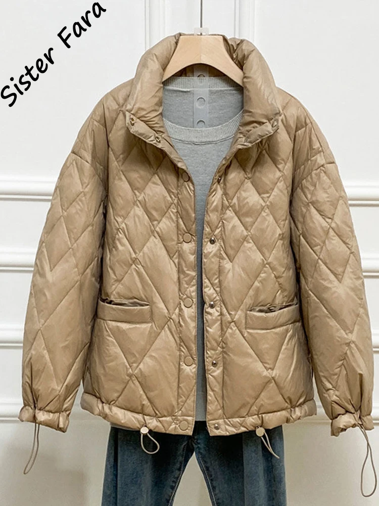

Sister Fara Winter Lightweight Down Jacket Women Loose Warm White Duck Down Coat Woman Parkas Cotton Casual Warm Zipper Coat