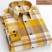 cotton plaid shirt mens long sleeved high end clothing casual plaid flannel shirt 100 cotton button tops male leisure shellort