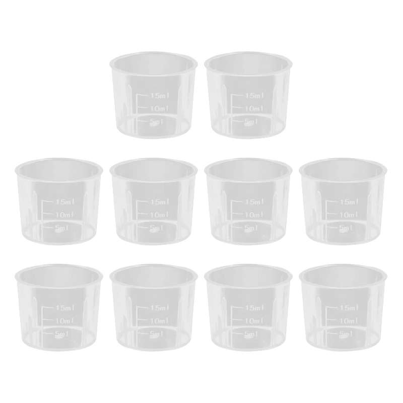 

15ml Ruseable Clear Graduated Plastic Mixing Cups for Laboratory Kitchen 10pcs