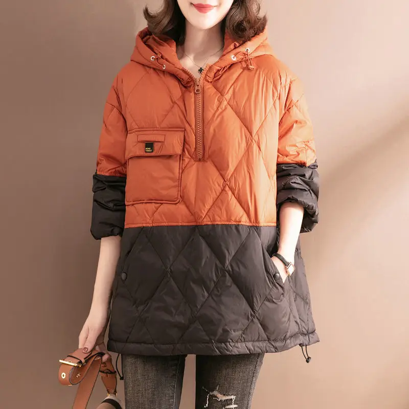 Womens Hooded Padded Jacket Autumn Winter Warmth Parka Jacket Coat Free Shipping Pullover Wholesale Plus Size Loose Leisure New