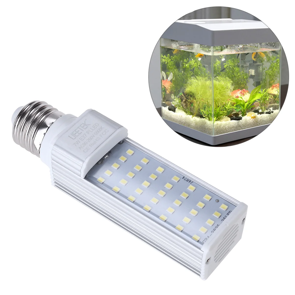 

UEETEK 7W E27 LED Energy Saving Lamp to Fit All Fish Pod and Fish Box Aquariums (White)