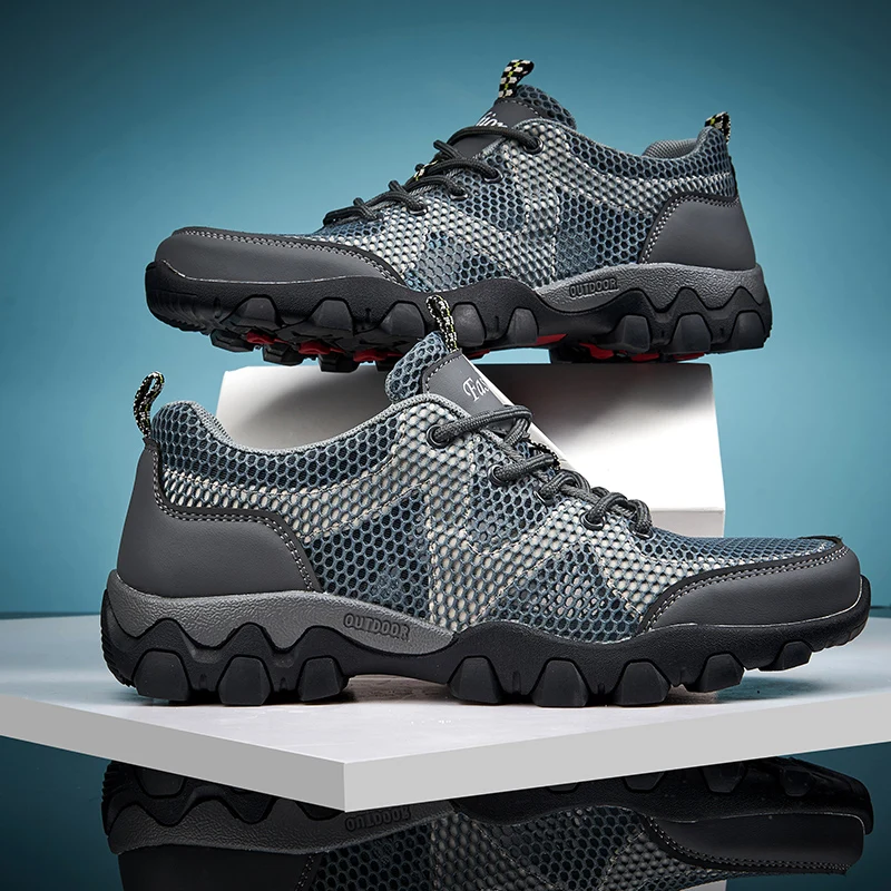Mesh Men Shoes New Hiking Shoes Outdoor Non-Slip Hunting Fishing Shoes Lightweight Breathable Travel Shoes Men Hiking Sneakers