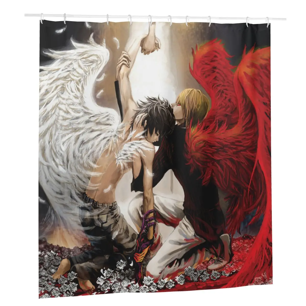 

Death Note Yaoi Shower Curtain Bathroom Bath Curtains with 12 Hook Bathing Screen Polyester Anime Lawliet Light Yagami Curtain