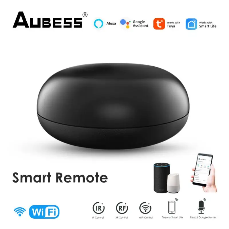 

Универсальный пульт дистанционного управления Aubess, устройство для умного дома с поддержкой Wi-Fi, RF и ИК-подсветкой, работает с приложением ...