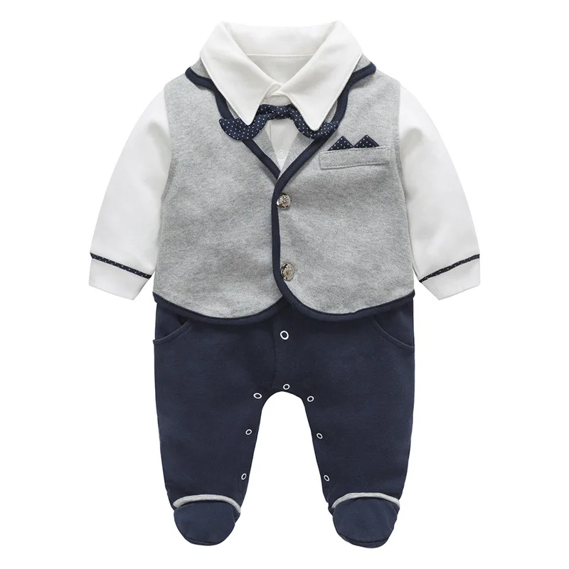 

Autumn 2 piece sets baby boy romper gentleman climbing suit thickened vest baby jumpsuit clothing toddler romper