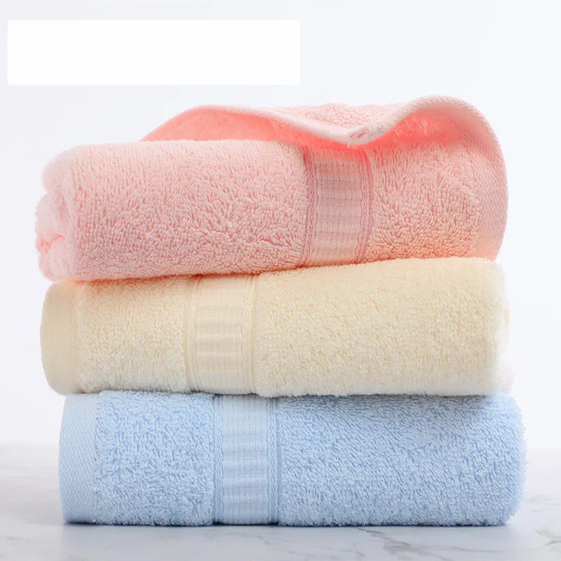 

2pcs Combed Cotton Towel Plain Stripe Face Towels Household Shower Facecloth Staple Cotton Soft Washclothes Home Washrag