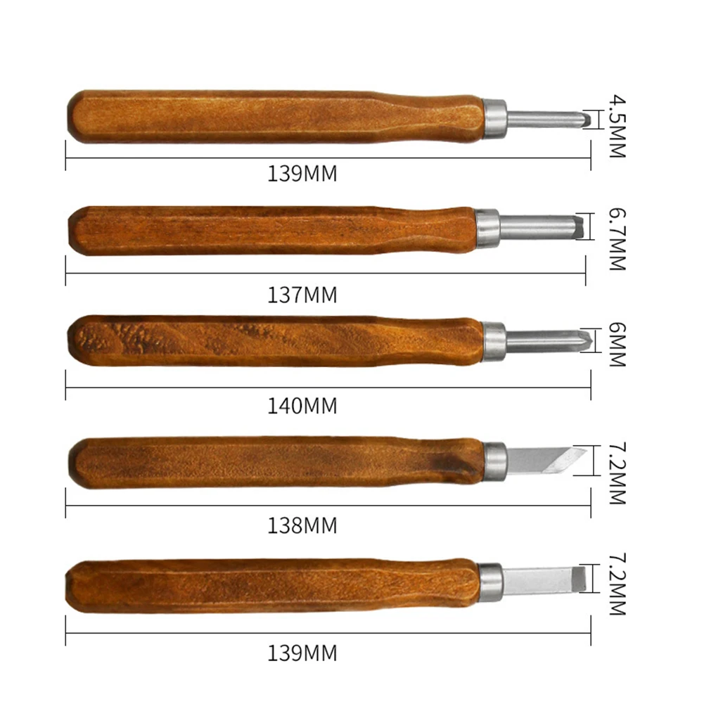 

5Pcs/Set Woodworking Carving Knife Kit 140mm Carving Chisel Professional Carving Tool Cutter Head Adopts SK2 Handle Tools