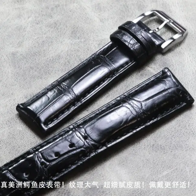New Listing 20mm 21mm 22mm Black Premium Strap Crocodile Skin Leather Belt Genuine Leather Men's Bamboo Print Replace Watchband
