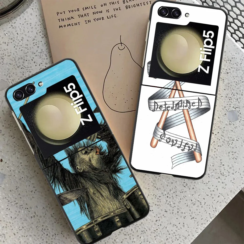 Музыкальный инструмент барабан Rock черный чехол для телефона Samsung ZFlip6 ZFlip5 ZFlip4 ZFlip3