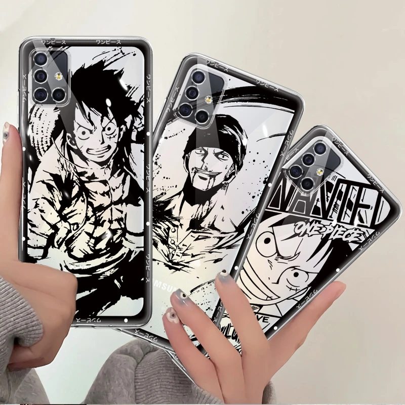 

Для Samsung Galaxy A52 A12 A51 A32 4G A53 A13 Φ A21s A73 A72 A22 A31 A33 A23 A71 A52s TPU One Piece Luffy Anime Black Art Cases