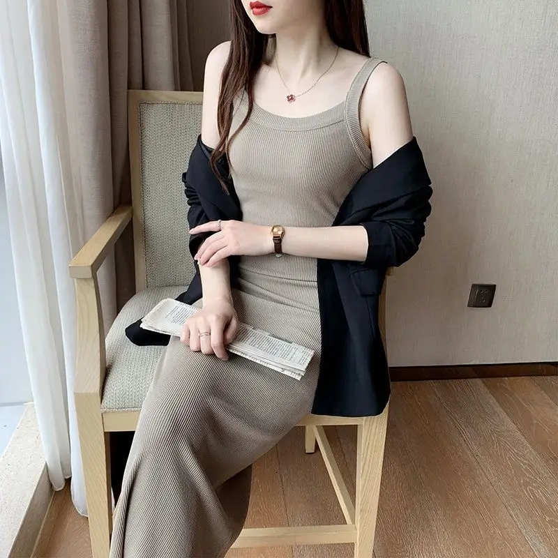 

Женское трикотажное платье-трапеция, однотонное ТРАПЕЦИЕВИДНОЕ ПЛАТЬЕ С Высокой Талией, платье в стиле ретро, 2022