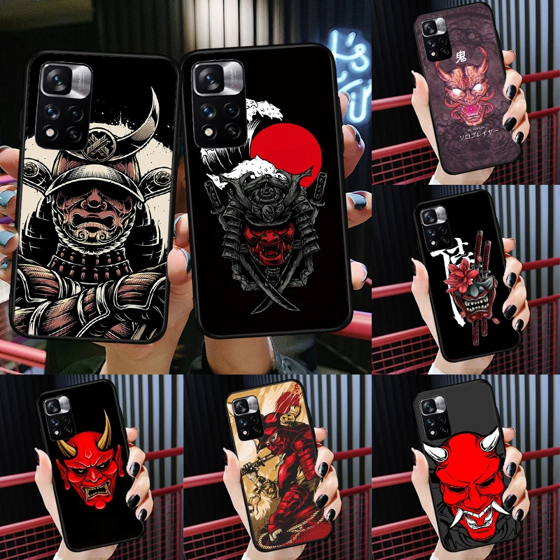 

Samurai Oni Mask Cover For Redmi 9 10 10A 10C 9A 9C K50 K40 Case For Redmi Note 8 9 10 11 Pro 9S 10S 11S