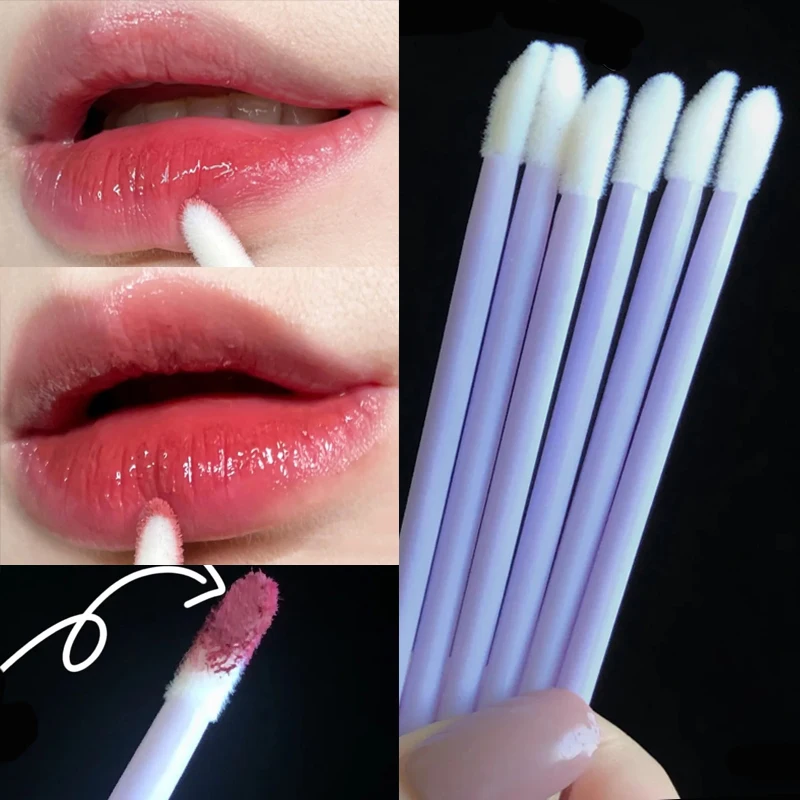 

50pcs/box Portable Disposable Flocking Lip Brush Makeup Brush Lip Gloss Wands Applicator Lip Brushes Cosmetic Makeup Beauty Tool
