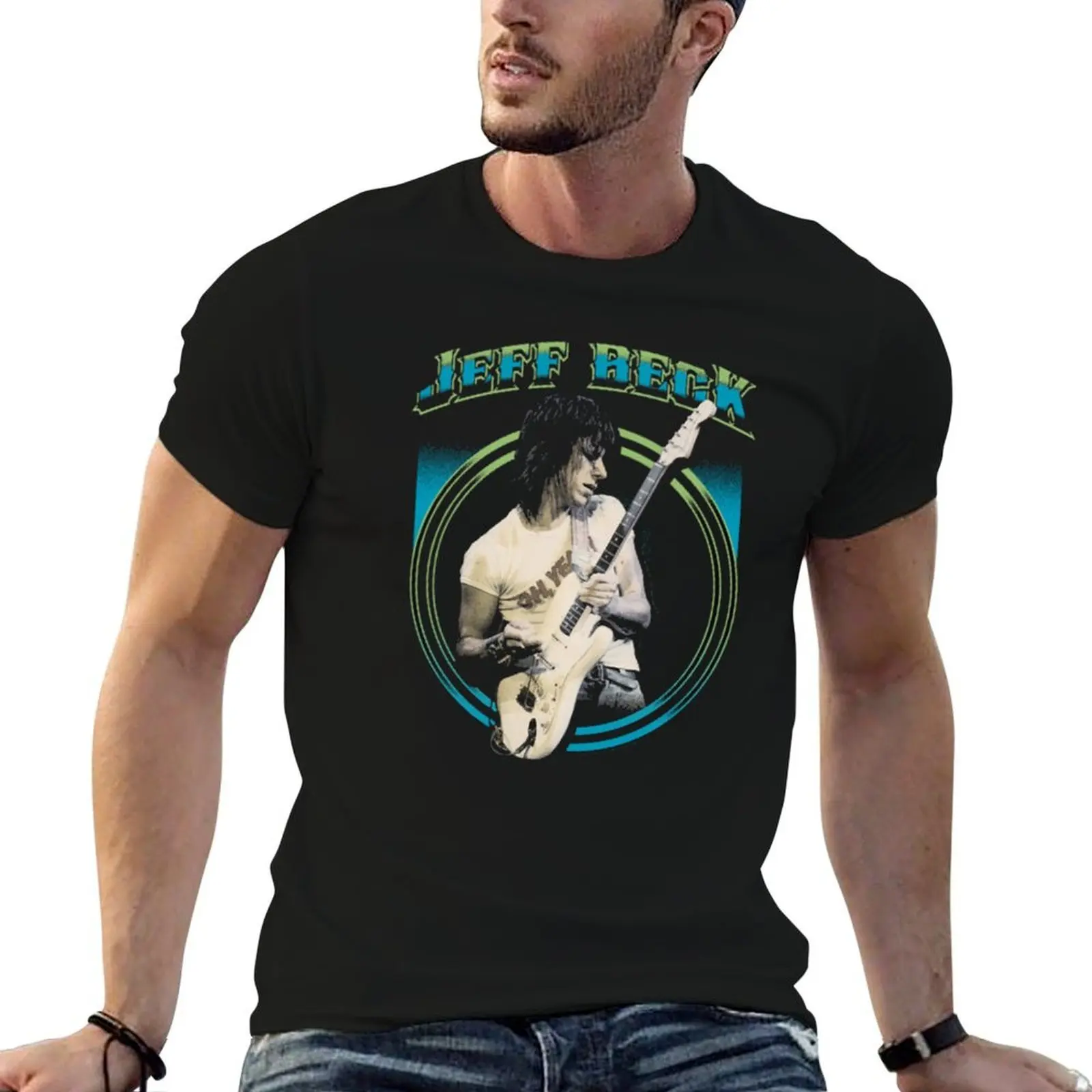 Фото Футболка Jeff Beck, футболки с аниме-принтами для мужчин, футболки с аниме-принтами, футболки с графическим принтом большого размера для мужчин, футболка №1