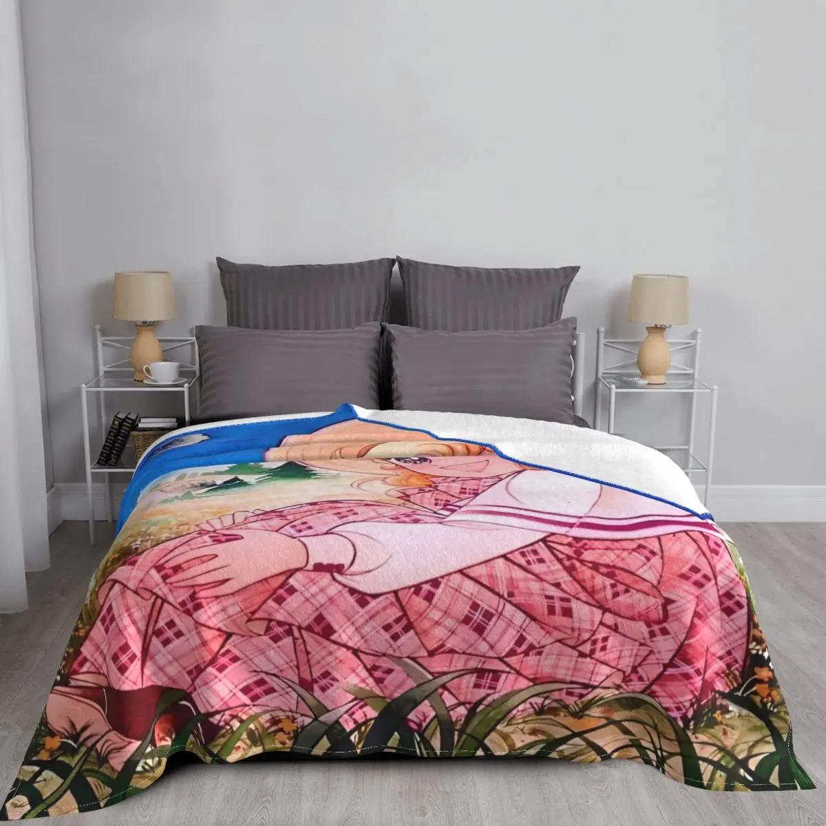 Яркое одеяло кавайные конфеты коралловый флис плюшевое аниме мультяшное супер