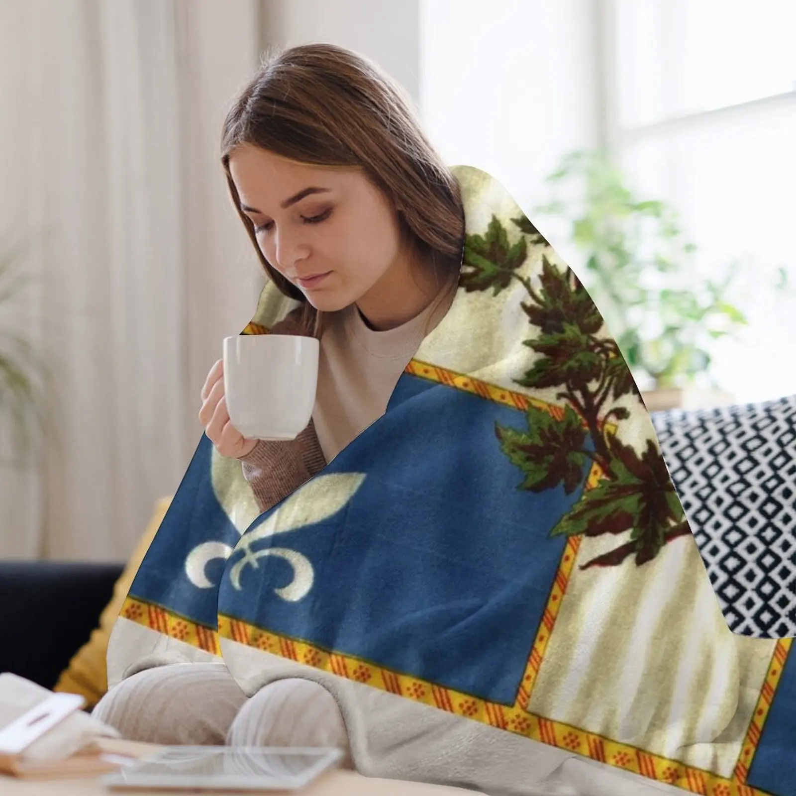 Фланелевое одеяло с флагом Квебек