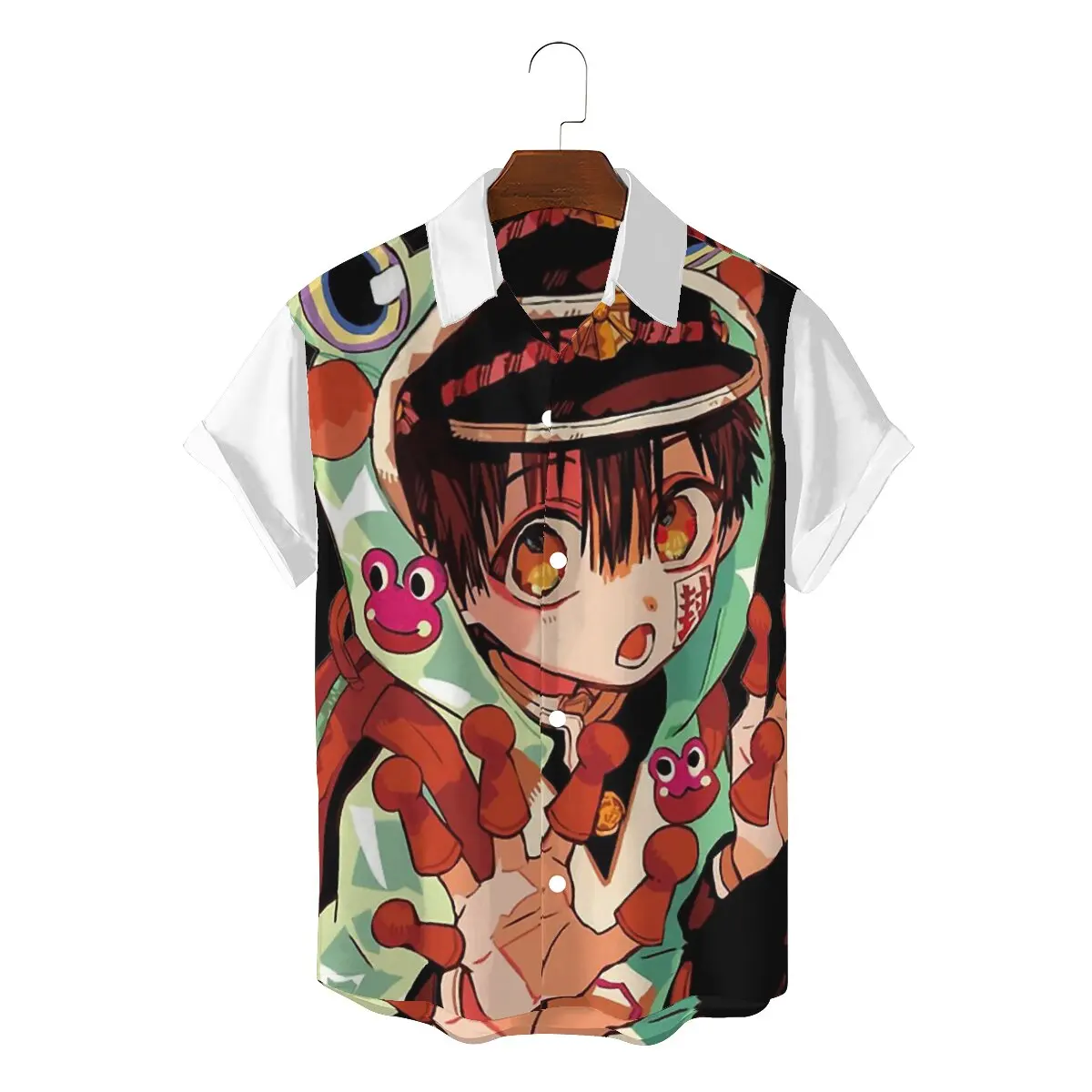 

Cute Jibaku Shounen 2022 Man's Casual Hawaii Shirts Toilet Bound Hanako Kun Manga Square Collar Short Sleeve 3D Shirt