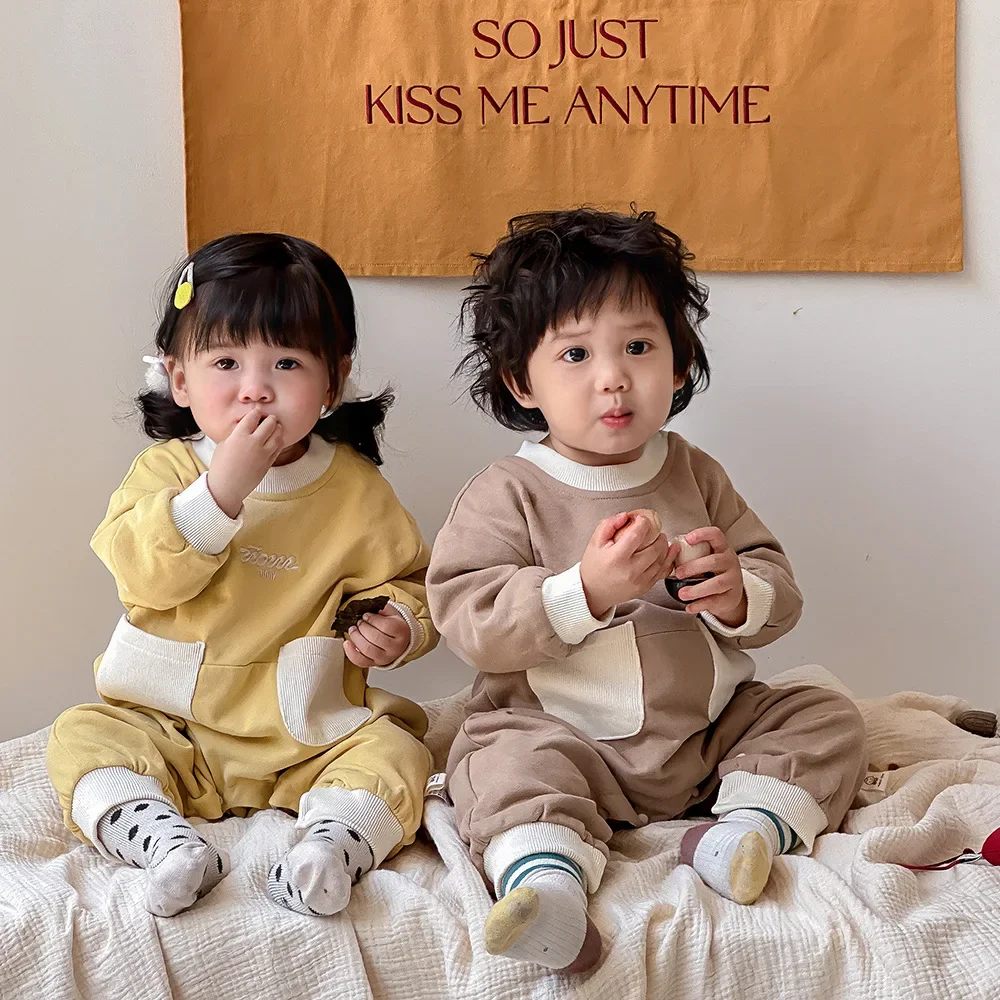 Детская одежда простой комбинезон с большими карманами детский хлопковый модный