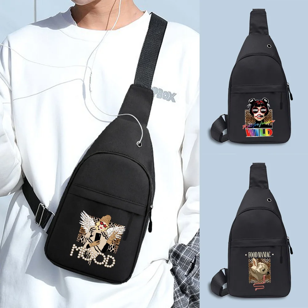 

Мужские нагрудные сумки-тоуты, сумки через плечо с леопардовым принтом для кемпинга, путешествий, пеших прогулок, охоты, милитари, нагрудные сумки с ручками