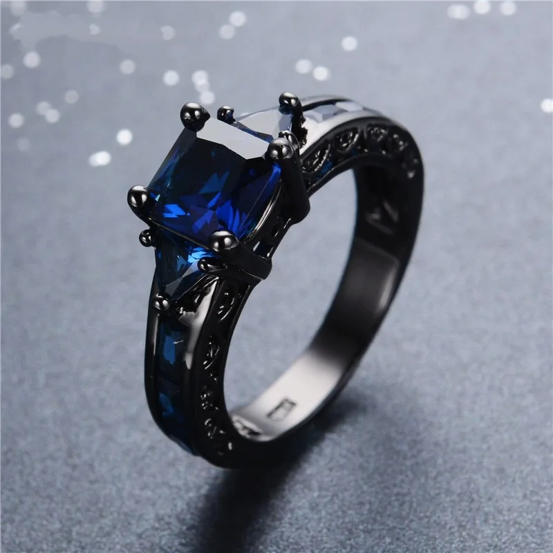 

14K Multi-tone Gold Blue Sapphire Ring Anillos De Bizuteria Bague Etoile Amethyst Stone Diamante Diamond Ring Rock Men Women Box
