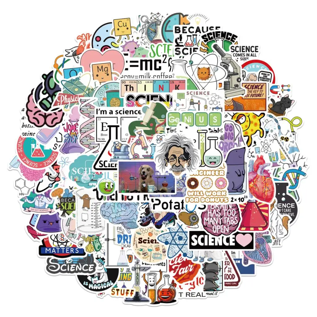 

10/50/100PCS Science Lab Chemistry Stickers Funny Stickers DIY Laptop Suitcase Notebook Motorcycle Car Decal Toys Children