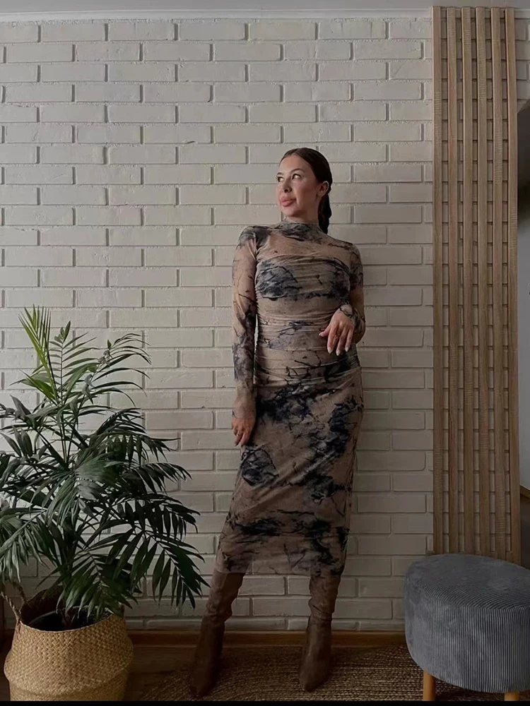 Женское винтажное платье миди SIYANG плиссированное из тюля на молнии сбоку с