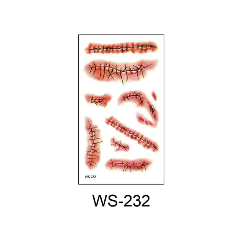 Halloween Horror Wound Stickers Blood Injury Fake Scab Scar Scary Temporary Scar Tattoos Stickers Holiday DIY Party Decorations (art.: 3920ca32196cb) - 3920ca32196cb