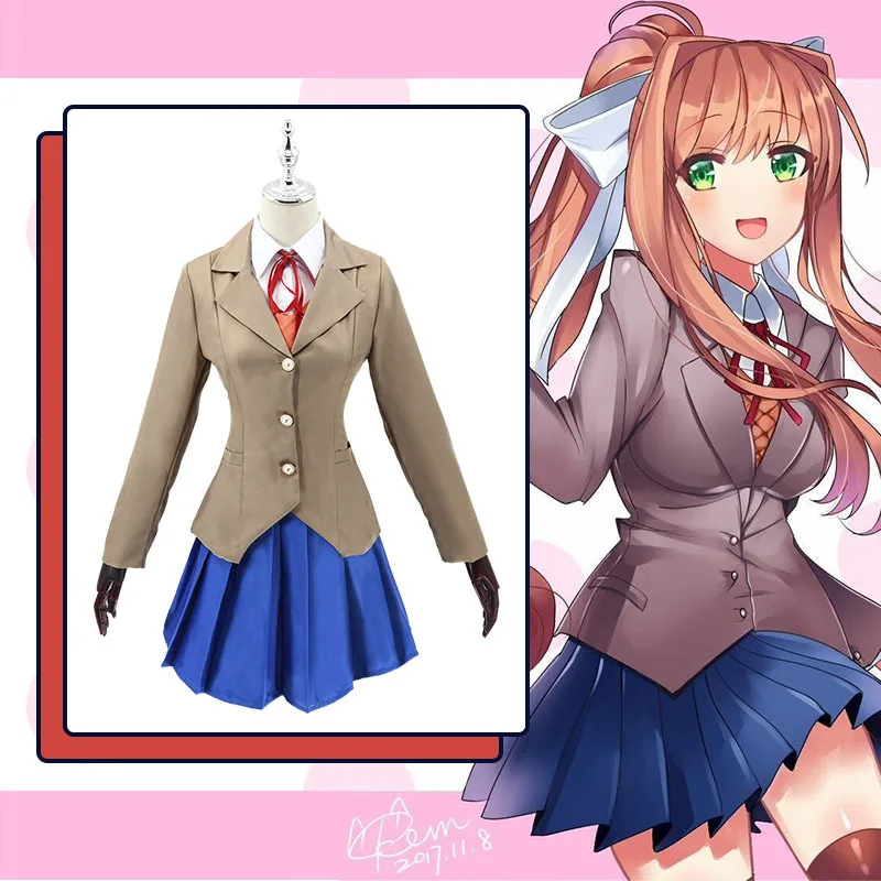 

Literature Club Monika Sayori Yuri Natsuki Cosplay Costume School Uniform Girl Game Costume