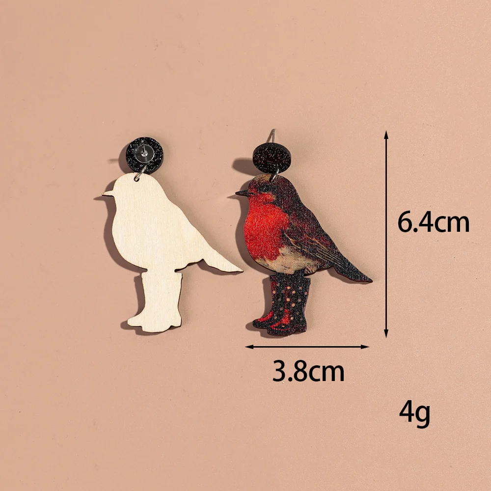 Деревянные серьги-капельки лиса