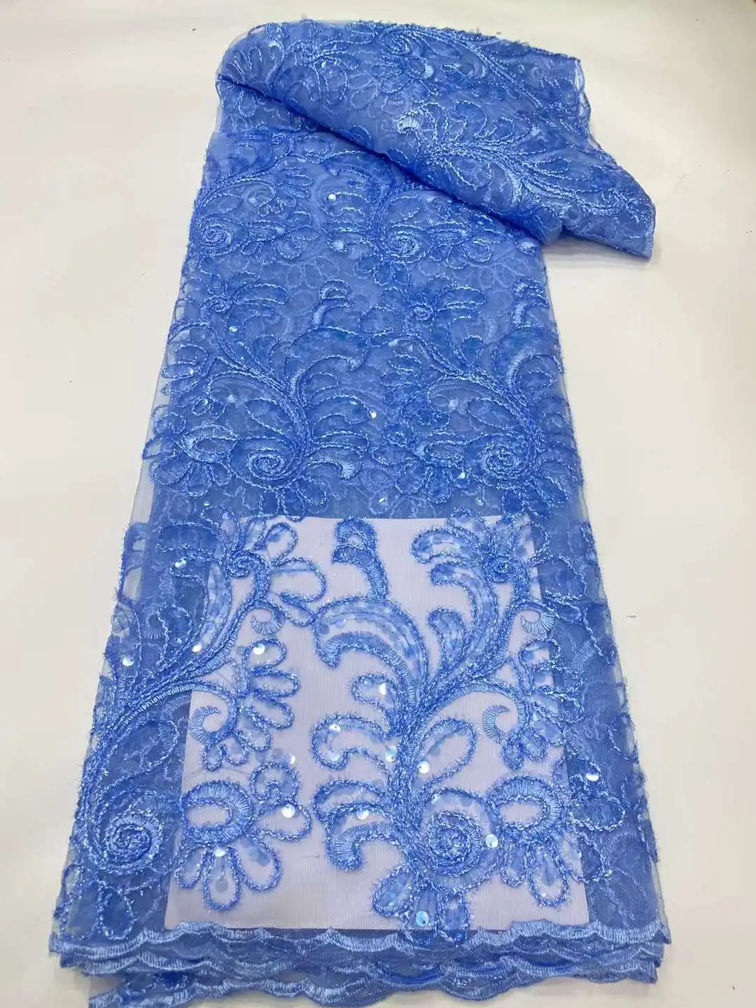 

Новейшая классическая африканская кружевная ткань ручной работы с блестками высокого качества 2023 Элегантная вышивка тюль кружевная ткань для свадебного платья