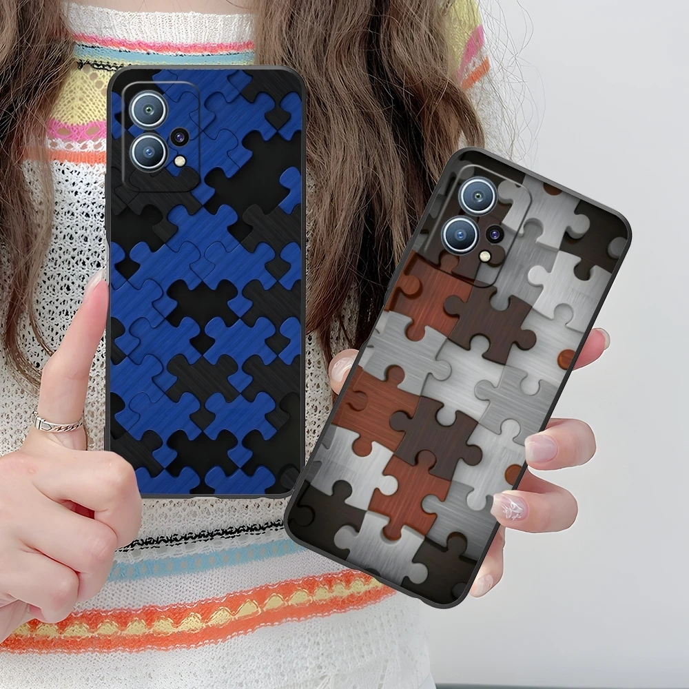 Puzzle Pretty Fashion Mobile Cell Phone Case for Huawei P60 P50 P40 P30 P20 P10 P9 P8 Pro Lite Plus Black Soft Cover Shell