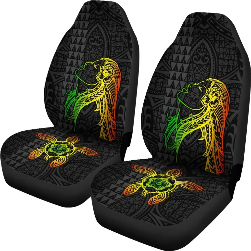 

Hula Girl And Turtle Hibiscus Seat Cover Car Seat Covers Set 2 Pc, Car Accessories Car Mats