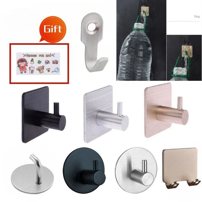 

Adhesive Wall Hooks Mounted Door Key Cloth Coat Bathroom Robe Hanger Kitchen Hardware Rack Shelf Bag Hook Organizer For Hanging