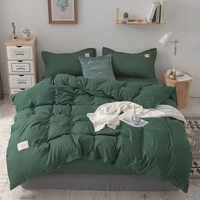 home textile solid color minimalist dark green duvet cover bed sheet pillow case single double queen king for home bedding set
