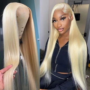 Straight Honey Blonde Lace Front Wig Human Hair Wigs For Black Women Brazilian Transparent T Part 13 in Pakistan