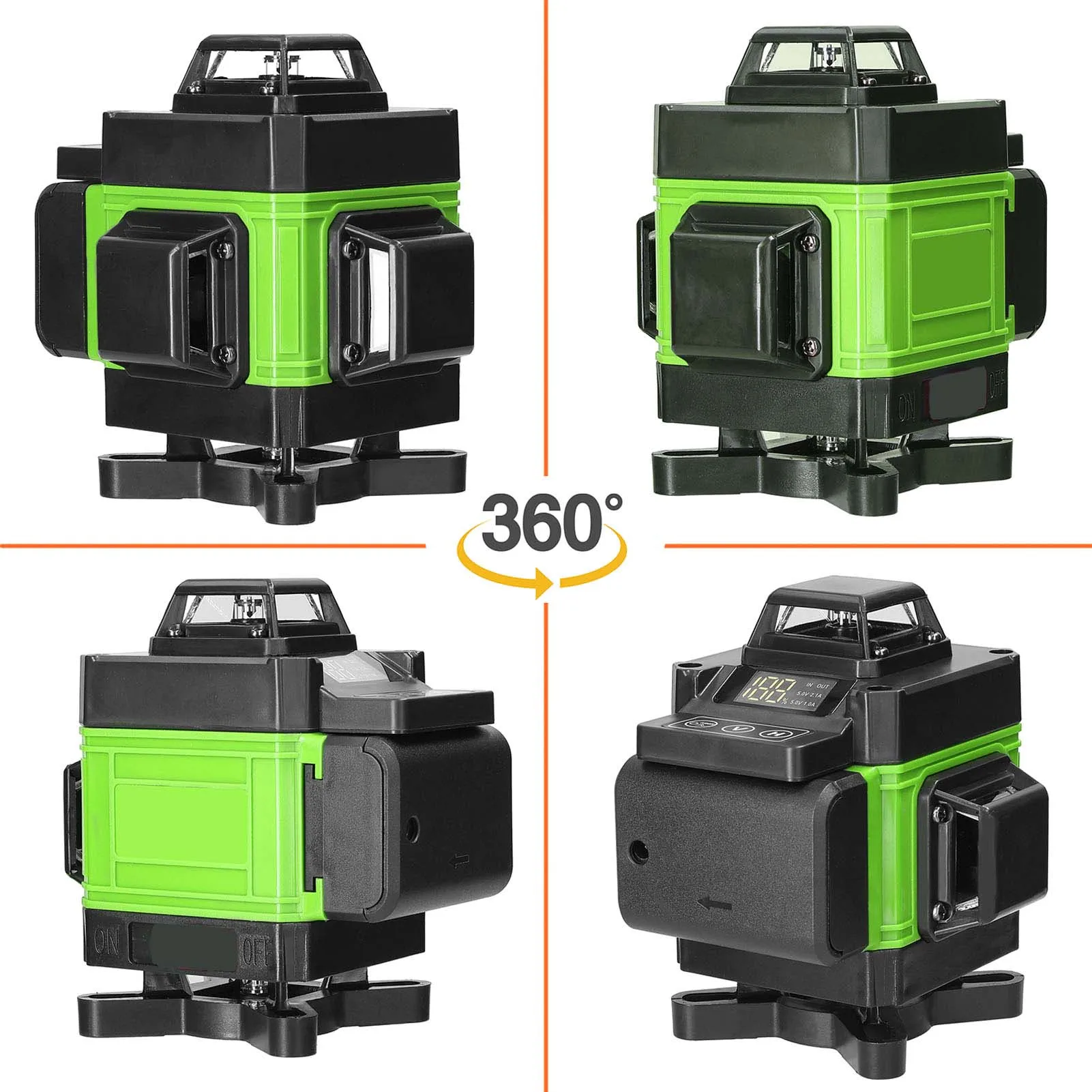 

16/12 /8 Lines 360° Green Light Vertical and Horizontal Site Measuring Laser Level Instrument Inclined 3D 4D Level Tools Set