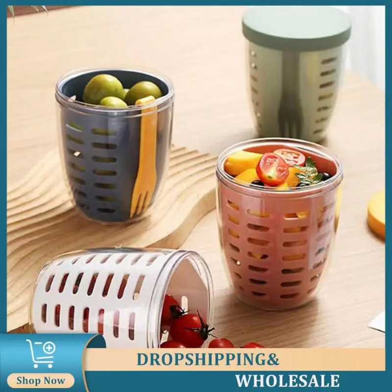 

Fruit Cup Durable Picnic Box Fashionable Spill Cup Popular Drain Cup Leak Proof Large Capacity Fruit Cup Functional Salad Cup