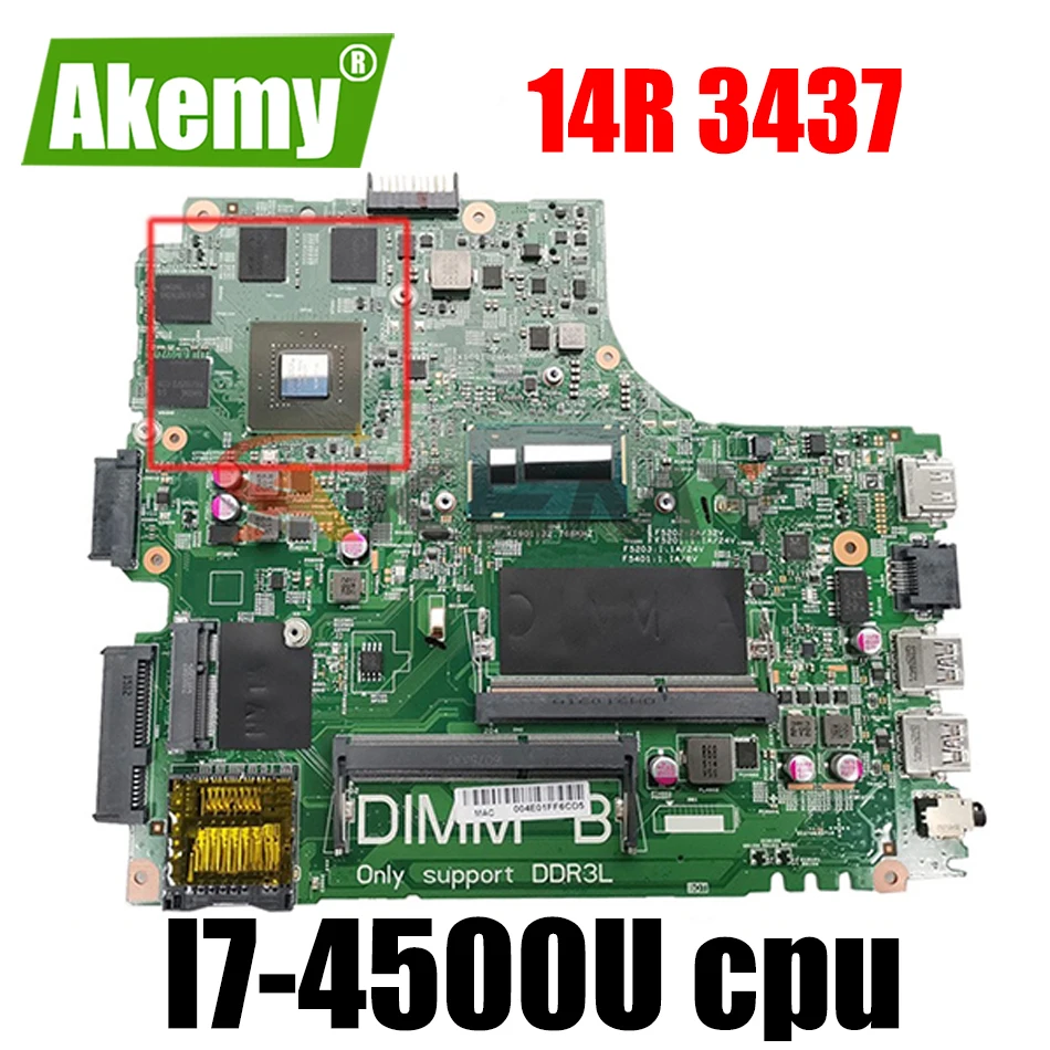 

Original Laptop motherboard For DELL Inspiron 14R 3437 5437 I7-4500U SR16Z Mainboard CN-01C6NT 01C6NT 12307-2 N14P-GT-A2