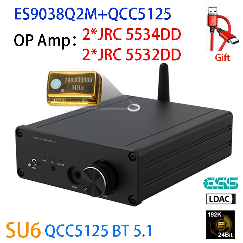 QCC5125 Bluetooth 5.1 DAC ES9038Q2M APTX-HD LDAC HIFI DAC Board Sound Decoder JRC5534DD Bluetooth Receiver 192K 24Bit Decoder
