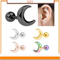 2pcs moon earring stainless steel ear stud zinc alloy stud earring piercing products earring piercing lobe earring metal stud