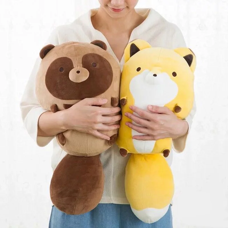Новинка милая плюшевая набивная Подушка Tanuki to Kitsune Raccoon Dog Fox подушка кукла игрушка