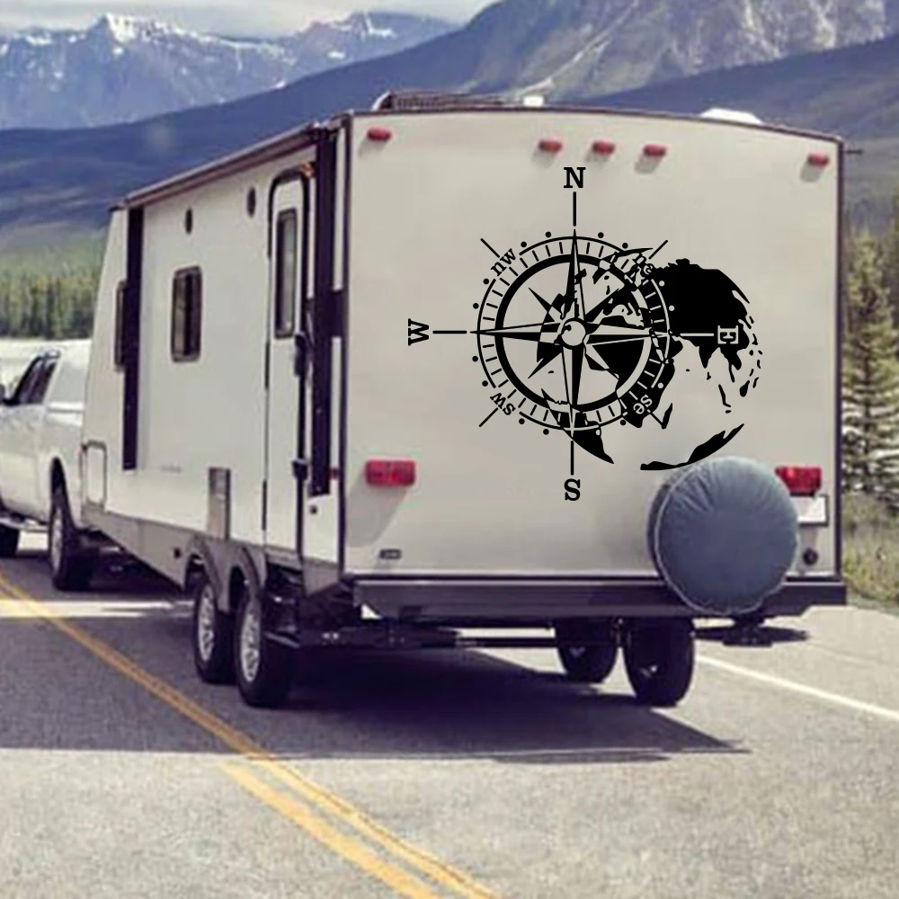 

Компас Карта мира Кемпер Rv Автомобиль Грузовик Наклейка Наклейка Исследуйте Время Приключения Путешествие 4x4 Внедорожный Караван Автодом Виниловый Декор