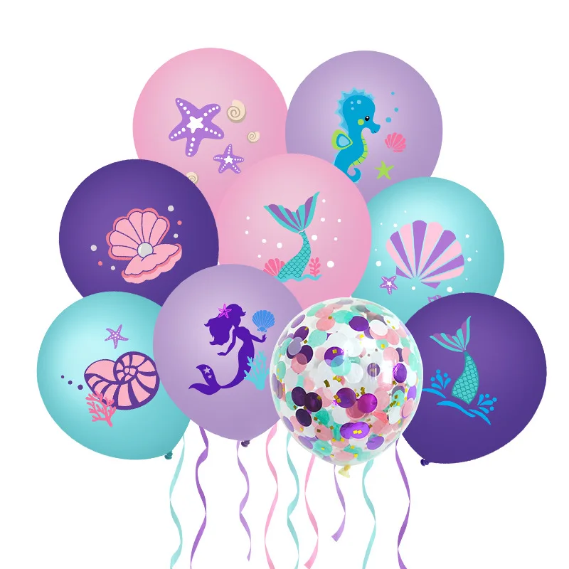 

1Set 12inch Mermaid Latex Balloons Confetti Air Helium Globos for 1st Kids Girl Mermaid Theme Birthday Party Decoration Supplies
