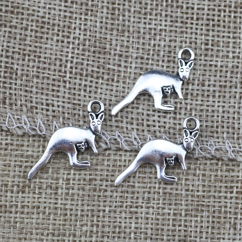 Новинка милые Подвески-кенгуру из смешанного сплава серебряного цвета 20 шт. 26*12