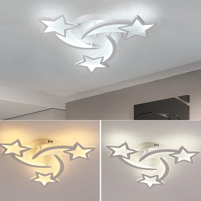 

Modern LED Ceiling Light, Modern Star Shaped Ceiling Lamp for Bedroom Children's Room Living Room, Cool White Light 6000K