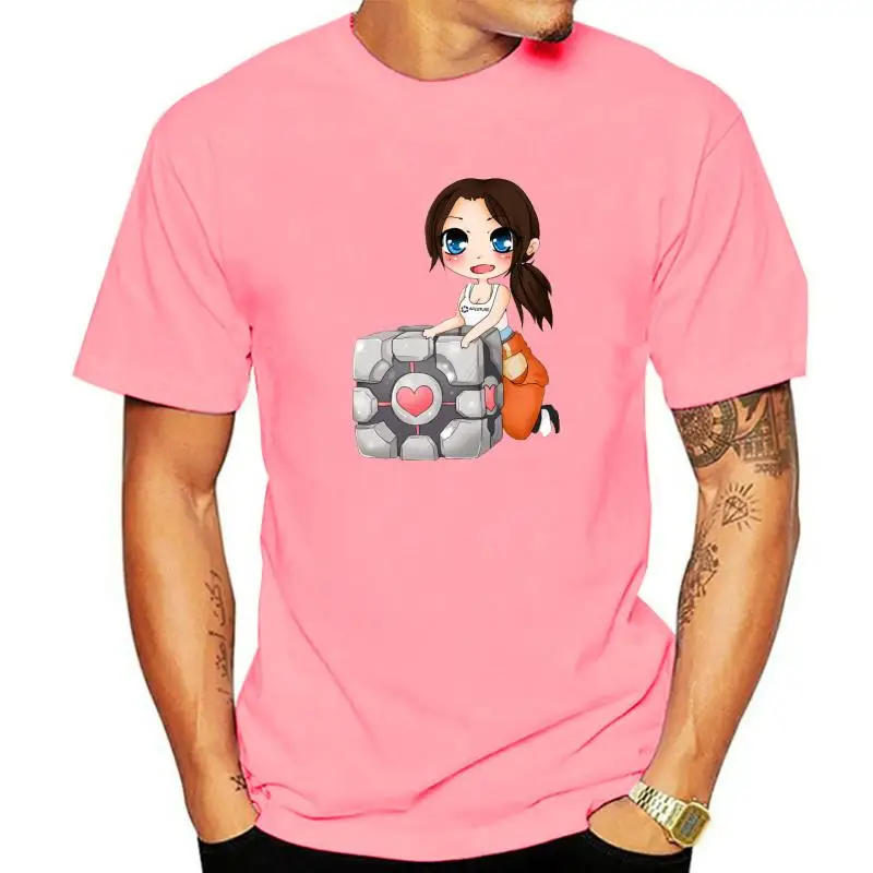 

Футболка мужская с коротким рукавом, потрясающая тенниска с тихим протаганистским аниме принтом портала Chell, уличная одежда в стиле Харадзю...