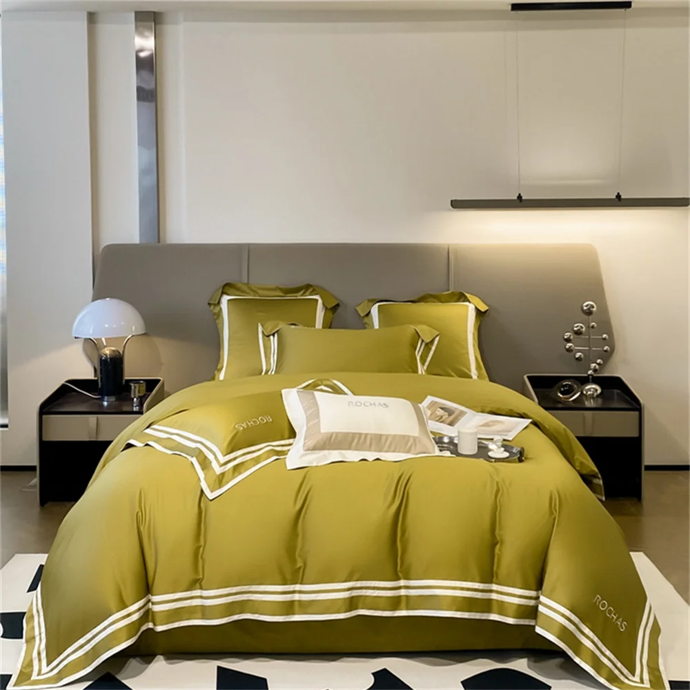 

Svetanya Embroidery 1000TC Bedding Set Egyptian Cotton Duvet Cover Set Queen King Size Bedlinens