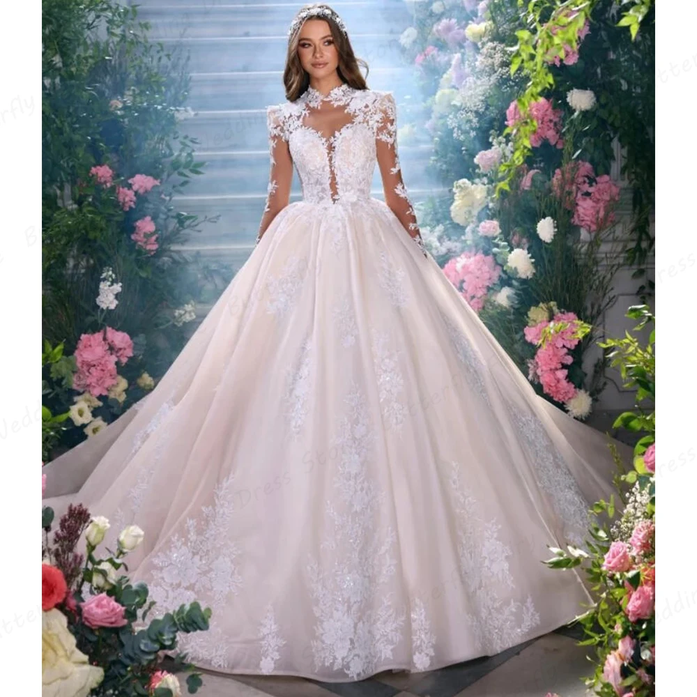

Luxury Princess Prom Gowns Wedding Dresses Women's Elegant Sweetheart Lace Decal A-Line Bridal Dress Vestido De Noiva 2023 Robe