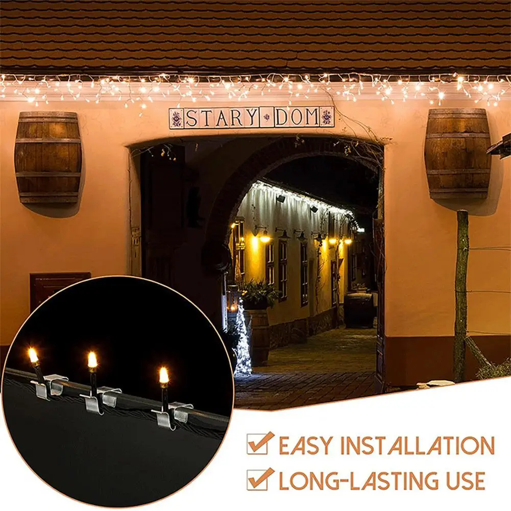 

Christmas Fairy Light Clip Outdoor Garden Fairy Light Clips Durable Metal Fixator Clamps for Easy Installation of for Christmas